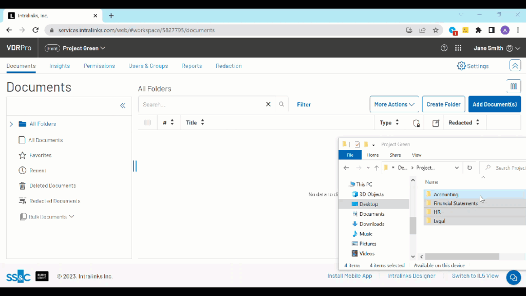 Intralinks interface